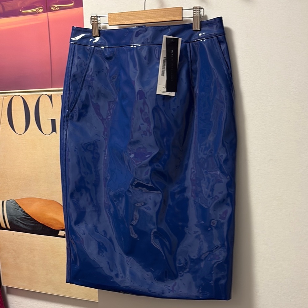 Marc Jacobs Elegant Blue Patent Leather Pencil Skirt 4 NWT